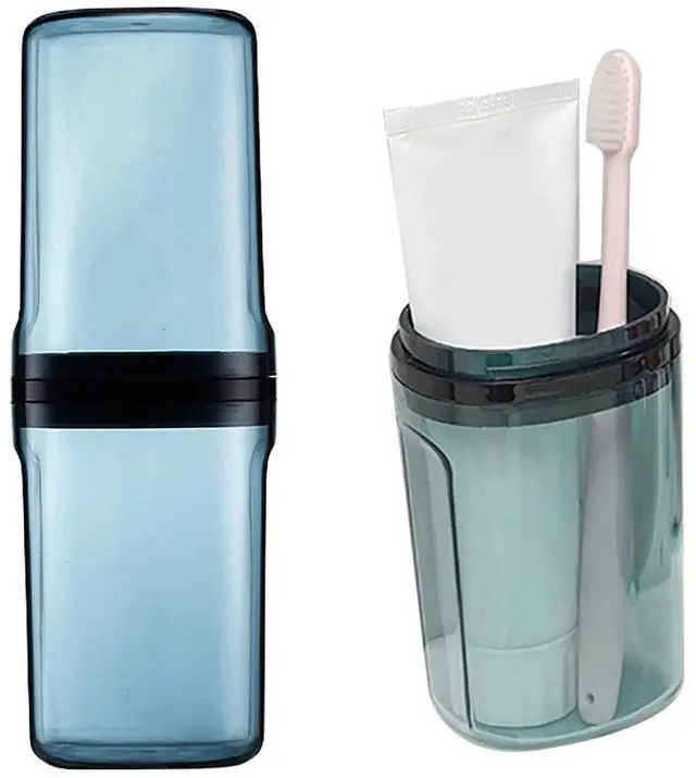 Main image of Travel Toileting Cup, Transparent Mouthwash Cup, Portable Toothbrush & Toothpaste Case with Cover, Toiletries Toothpaste Toothbrush Storage Box for Bathroom Travel Camping Home School Business Trip