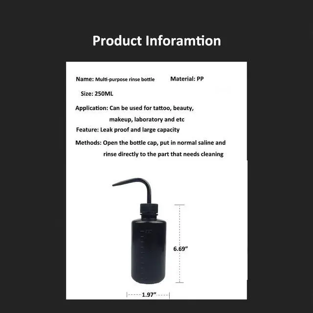 Alt view image 7 of 7 - 2Pcs 250ml 8.5oz Plastic Safety Wash Bottle,Black | Narrow Mouth,Squeeze Bottles,For Tattoo Wash,Chemistry, Industry,Lab & Gardening