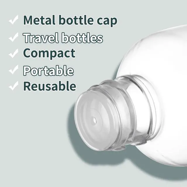 Alt view image 4 of 6 - Travel Bottles for Toiletries, 3.4oz Mouthwash Container, Screw Top | 5 Pack, small size plastic bottles empty, for liquids & shampoo, with silvery twist cap, TSA, leak-proof, clear, 100ml