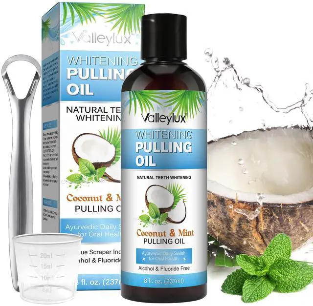 Main image of Coconut Oil Pulling Mouthwash 237ml, Whitening Mint Pulling Oil Help with Fresh Mouth, Teeth Whitening, Remove Impurities, Support Gum Health, Improves Oral Hygiene, Natural Whitening Mouthwash(Blue)