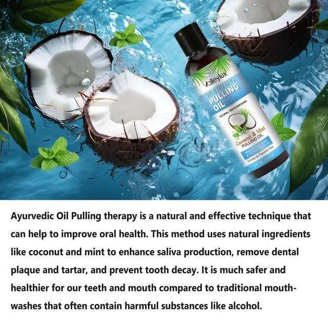 Alt view image 2 of 6 - Coconut Oil Pulling Mouthwash 237ml, Whitening Mint Pulling Oil Help with Fresh Mouth, Teeth Whitening, Remove Impurities, Support Gum Health, Improves Oral Hygiene, Natural Whitening Mouthwash(Blue)