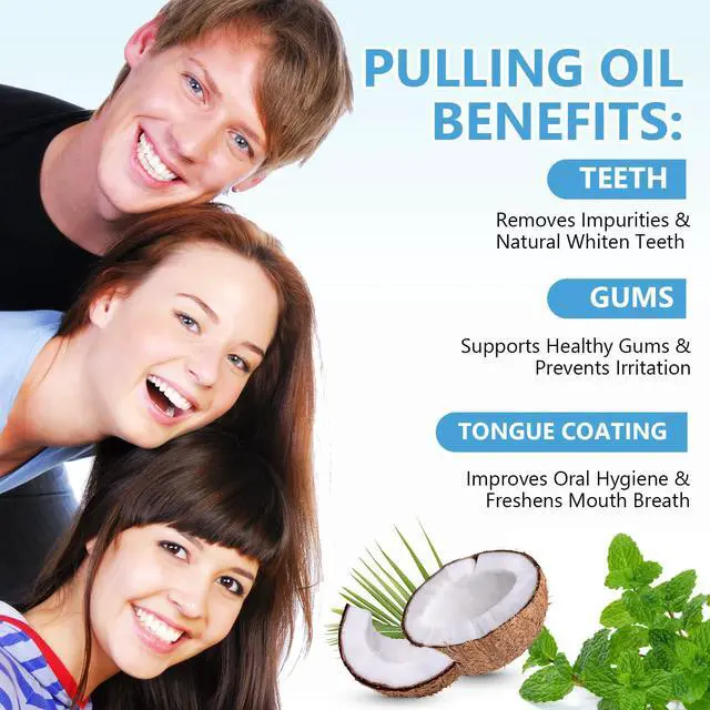 Alt view image 3 of 6 - Coconut Oil Pulling Mouthwash 237ml, Whitening Mint Pulling Oil Help with Fresh Mouth, Teeth Whitening, Remove Impurities, Support Gum Health, Improves Oral Hygiene, Natural Whitening Mouthwash(Blue)