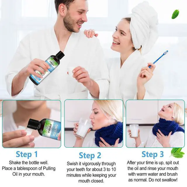 Alt view image 4 of 6 - Coconut Oil Pulling Mouthwash 237ml, Whitening Mint Pulling Oil Help with Fresh Mouth, Teeth Whitening, Remove Impurities, Support Gum Health, Improves Oral Hygiene, Natural Whitening Mouthwash(Blue)