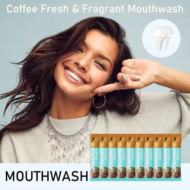 Alt view image 2 of 7 - Mini Mouthwash Travel Size,Coffee Flavor Portable Individual Travel Mouth Wash for Fresh Breath, Refreshing Long Lasting Gentle Oral Care Mouthwash Packs(Pack of 20)