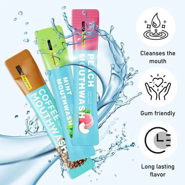 Alt view image 7 of 7 - Mini Mouthwash Travel Size,Coffee Flavor Portable Individual Travel Mouth Wash for Fresh Breath, Refreshing Long Lasting Gentle Oral Care Mouthwash Packs(Pack of 20)