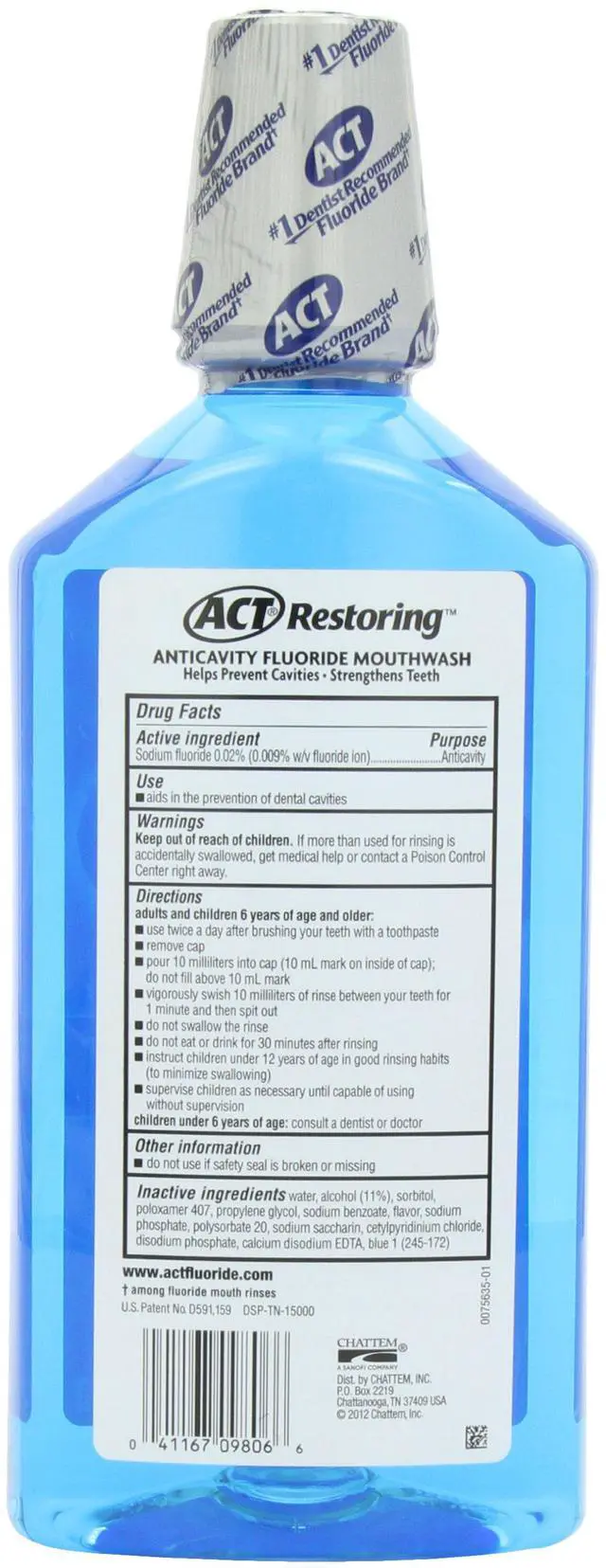 Alt view image 2 of 2 - Restoring Fluoride Mouthwash 33.8 fl. oz. Strengthens Tooth Enamel, Cool Mint