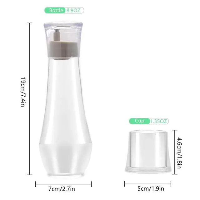 Alt view image 6 of 6 - Glass Mouthwash Dispenser for Bathroom, 8.8OZ Mouth Wash Container Bottle with Lid Cup, Small Clear Refillable Mouthwash Holder Decanter for Countertop, Multifunctional Glass Bottle