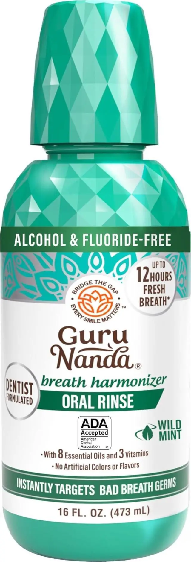 Main image of Oral Rinse Fresh Breath Mouthwash, ADA-Accepted Alcohol-Free Mouthwash, 7 Essential Oils & Vitamins, SLS & Flouride-Free, Wild Mint, 16 Oz