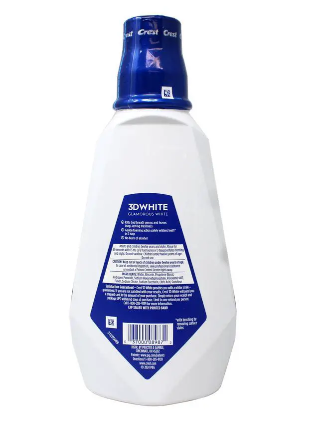 Alt view image 2 of 5 - 3D White Glamorous White Mouthwash, Alcohol Free Multi-Care Whitening Mouthwash, Arctic Mint, 32 fl oz (946 mL)