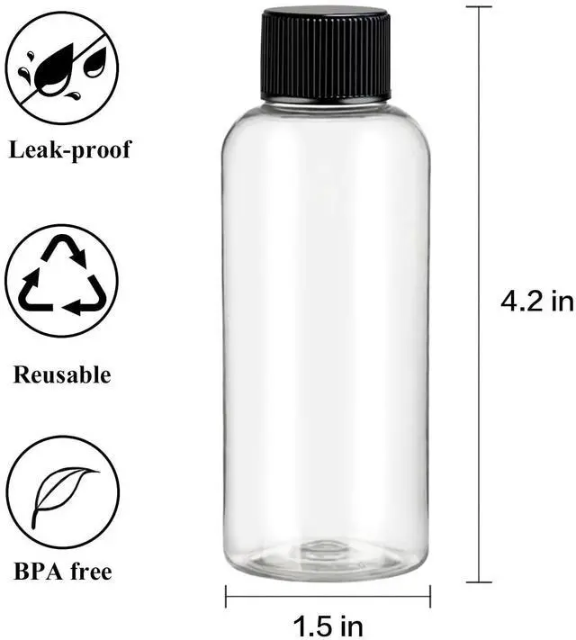 Alt view image 3 of 7 - Travel Bottles for Toiletries 3.4 oz Travel Size Mouthwash Bottles with Black Screw Cap, BPA Free Leak-Proof Portable Liquid Container 5 pack