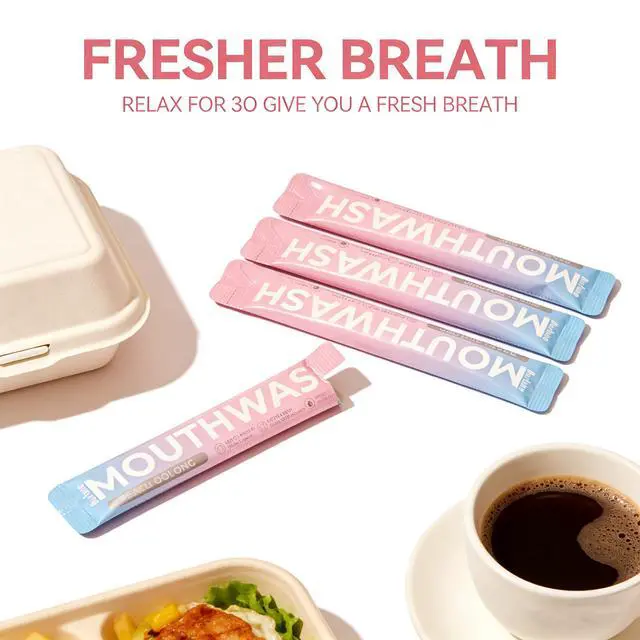 Alt view image 3 of 7 - Peach Oolong Travel Size Mouthwash Packets Alcohol Free Portable Mouthwash for Fresh Breath, 0.5 Fl Oz Individual Disposable Packets, 20 Pack.