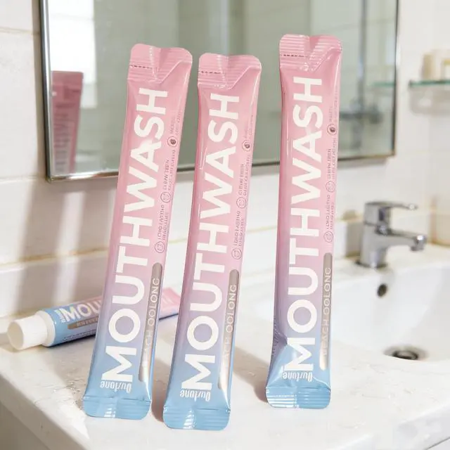 Alt view image 5 of 7 - Peach Oolong Travel Size Mouthwash Packets Alcohol Free Portable Mouthwash for Fresh Breath, 0.5 Fl Oz Individual Disposable Packets, 20 Pack.