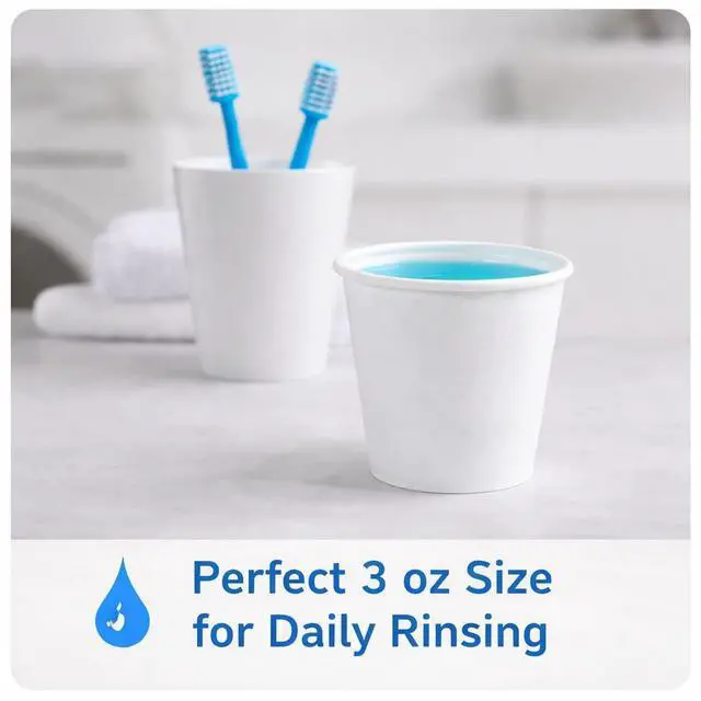 Alt view image 2 of 6 - 3 oz Paper Cups Small Disposable 3 Ounce Bathroom Mouthwash & Rinsing Cups for Oral Care, Mini Espresso Shots, Small Dessert Cups for Birthday Parties, Guest Bath, Travel, Vanity 50 pack