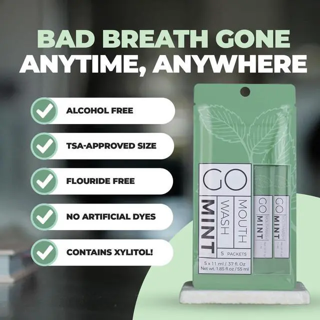 Alt view image 5 of 6 - to GO mouthwash no Alcohol Formula (Mint, 5 Individual Packets)