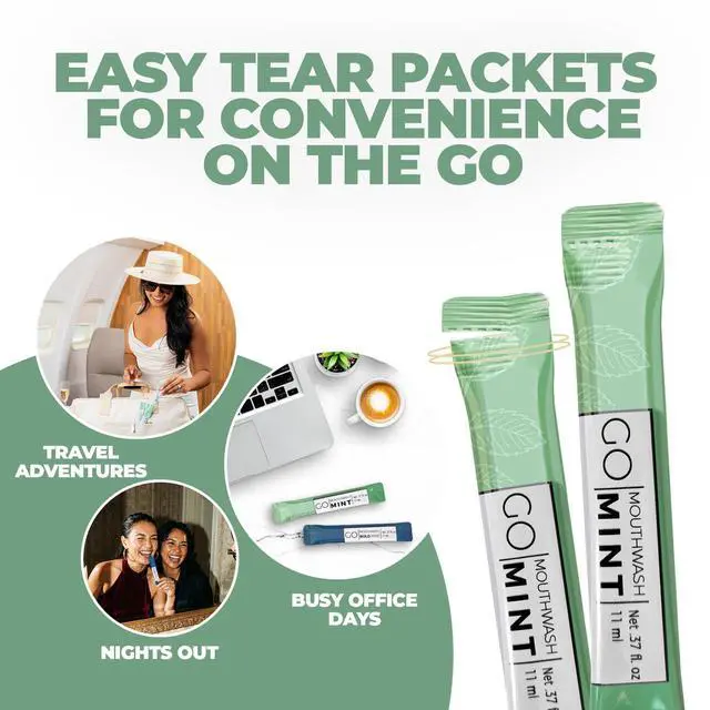 Alt view image 6 of 6 - to GO mouthwash no Alcohol Formula (Mint, 5 Individual Packets)