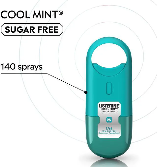 Alt view image 2 of 7 - Pocketmist Oral Care Mist, Cool Mint, 0.26 fl. oz/7.7 mL x 2 | Instant Fresh Breath, Non-Aerosol, Sugar-Free, Travel Size Mouth Spray, Kills 99% Bad Breath Germs, On-The-Go, Portable