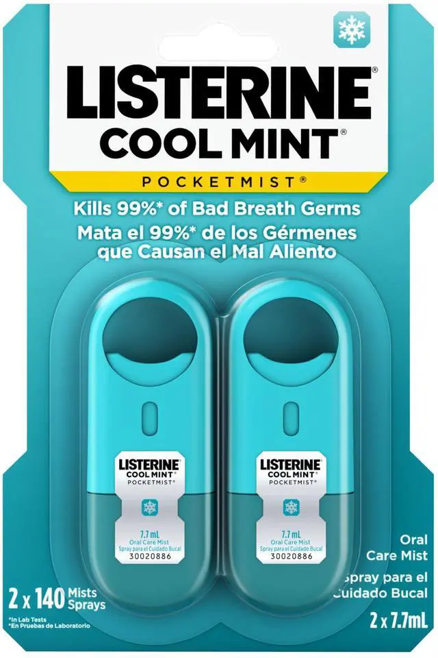 Main image of Pocketmist Oral Care Mist, Cool Mint, 0.26 fl. oz/7.7 mL x 2 | Instant Fresh Breath, Non-Aerosol, Sugar-Free, Travel Size Mouth Spray, Kills 99% Bad Breath Germs, On-The-Go, Portable