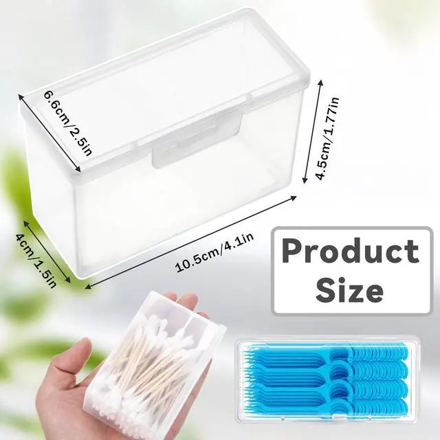 Alt view image 2 of 7 - 2 Pcs Travel Floss Picks Case, Cotton Swab Holder Portable Cotton Swab Container Small Dental Floss Picks Case Storage Containers with Dustproof Lid for Cottons Buds Hair Ties Flosss