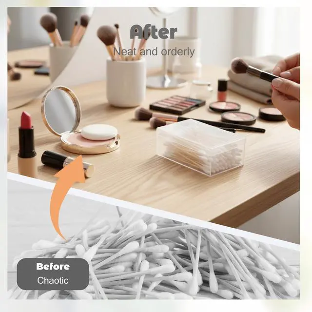 Alt view image 4 of 7 - 2 Pcs Travel Floss Picks Case, Cotton Swab Holder Portable Cotton Swab Container Small Dental Floss Picks Case Storage Containers with Dustproof Lid for Cottons Buds Hair Ties Flosss