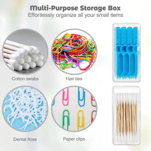 Alt view image 6 of 7 - 2 Pcs Travel Floss Picks Case, Cotton Swab Holder Portable Cotton Swab Container Small Dental Floss Picks Case Storage Containers with Dustproof Lid for Cottons Buds Hair Ties Flosss
