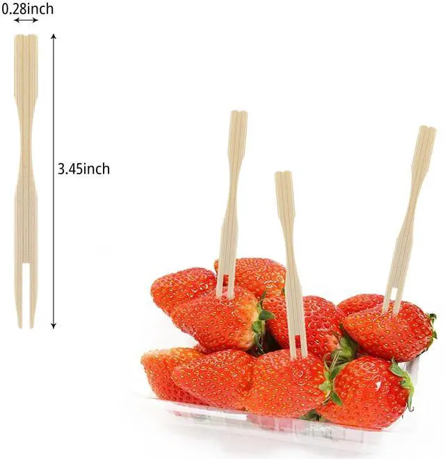 Alt view image 2 of 7 - 100 Pack Bamboo Appetizer Forks, Toothpick for Appetizer, 3.5 Inch Mini Forks for Fruit, Cocktail, Charcuterie Boards Accessories (100 Pack)