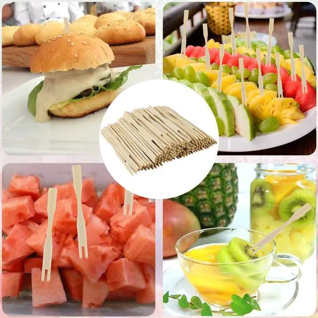 Alt view image 7 of 7 - 100 Pack Bamboo Appetizer Forks, Toothpick for Appetizer, 3.5 Inch Mini Forks for Fruit, Cocktail, Charcuterie Boards Accessories (100 Pack)