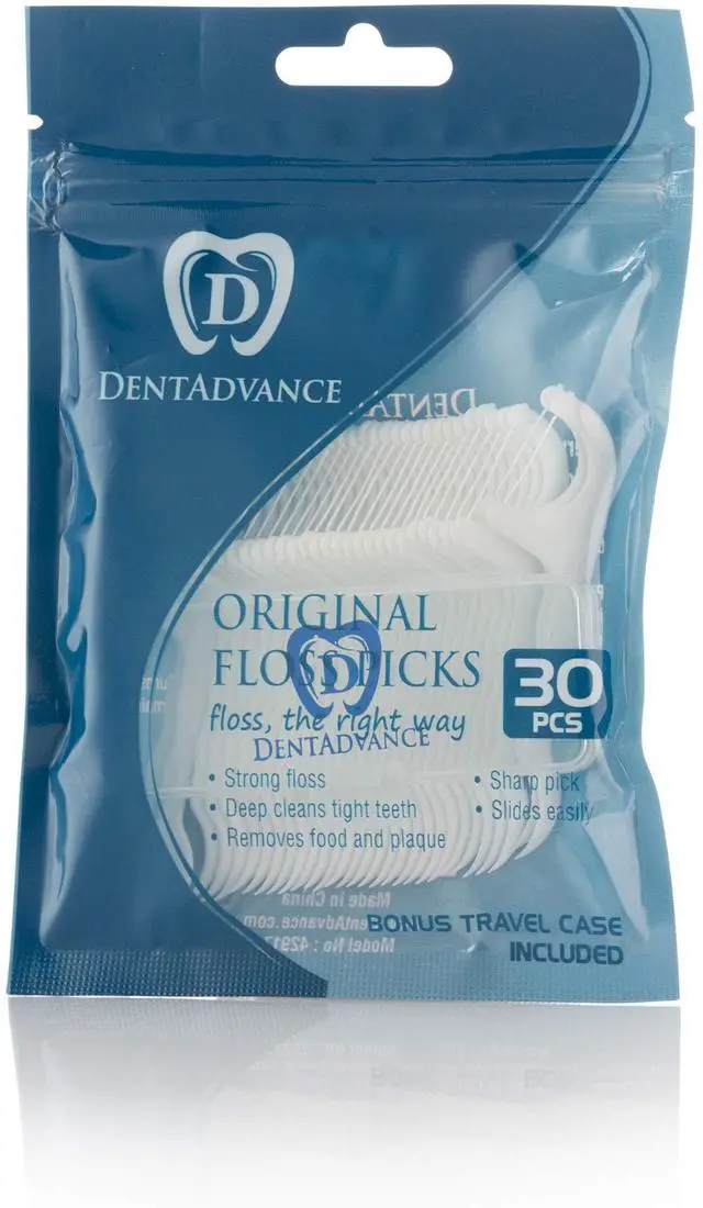 Main image of Original Dental Floss Picks - Premium Angled, Easy Reach Back Teeth | Tooth Flossers | Unflavored, 30 ct, w/Travel Case