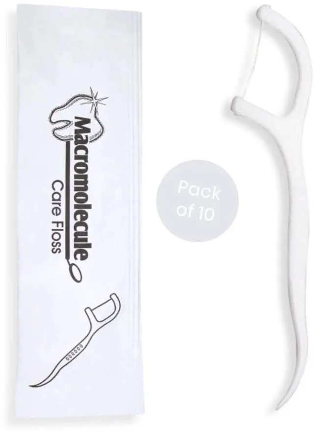 Main image of Dental Floss Picks (Pack of 10) - Individually Wrapped Oral Care Flossers for Adults & Kids - Travel Dental Picks for Teeth Cleaning & Plaque Removal - No Break & No Shred Floss