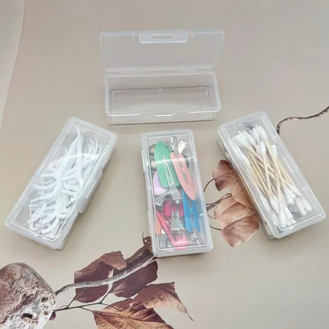 Alt view image 3 of 7 - Portable Cotton Swab & Pad Holder for Travel | Clear Plastic Bud Case with Dustproof Lid - Small Dispenser for Floss Picks, Toothpicks, and Beauty Essentials