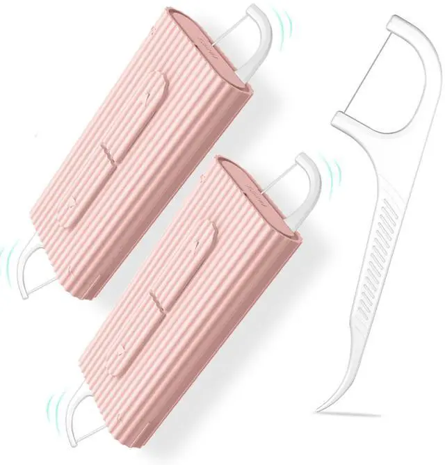 Main image of Palm Size Refillable Dental Floss Picks 2 Case,Travel Toothpicks Purses,No Shred Toothpicks Sticks,Ultra Small Dental Care Tools(Pink,2Pcs)