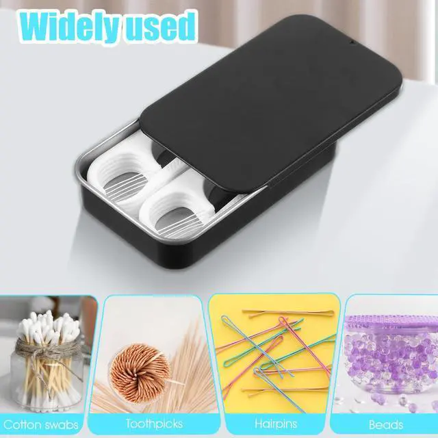 Alt view image 3 of 7 - 2 PCS Mini Travel Dental Floss Case, Portable Purse Floss Pick Holder, Small Toothpick Dispenser, Convenient Refillable Glide Storage Adult Floss in Box for Travel Dates Dinners Hotels (Black)