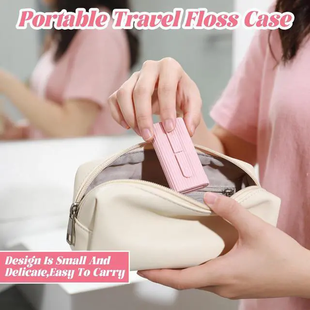 Alt view image 7 of 7 - 4 Pcs Floss Pick Dispenser, Refillable Travel Floss Picks Storage Case with 10 Toothpicks Portable Floss Pick Holder for Oral Care Teeth Cleaning Tool (White, Green, Pink, Blue)
