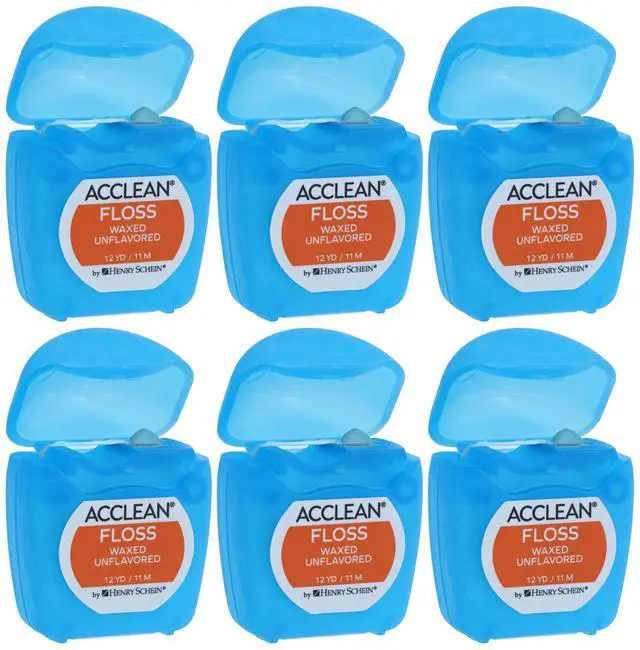 Main image of Acclean Waxed Dental Floss, 12 Yds, Unflavored, Shred-Resistant, 6 Ct | Removes Plaque between Teeth, Helps Support Healthy Gums, Smooth Glide for Daily Oral Care, Flip-Top Dispenser, Home Use