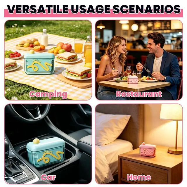 Alt view image 7 of 7 - 2 PCS Portable Floss Dispenser with 100 Count Dental Flosser Refillable | Pop-Up Automatic Toothpick Dispenser for On-the-Go, , Restaurant & Home Oral Care (Pink, Blue-Green)