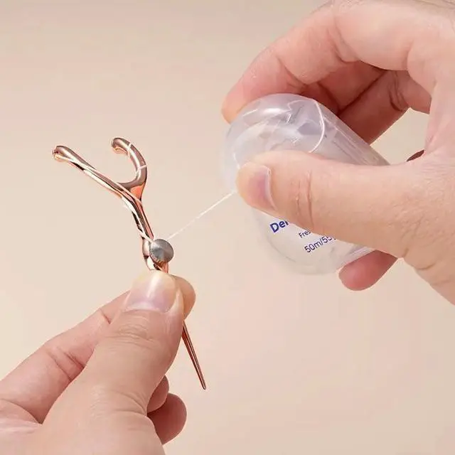 Alt view image 3 of 7 - 2 Set Stainless Steel Dental Floss Set with Replaceable Picks, Toothpick Holder & 1968.5inch Roll - Portable Oral Care Kit in PVC Case