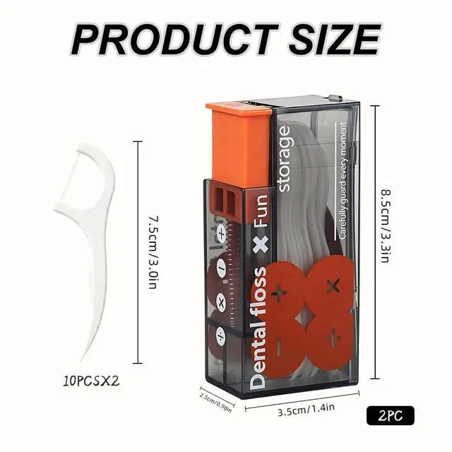 Alt view image 4 of 7 - Dental Floss Pick Dispenser for Aduts,2PCS Orange Travel Portable Floss Sticks Case with 20 Count Disposabe Flosser,Pop-up Dating Hotels Toothpick Holder Box Kit for Teeth Clean