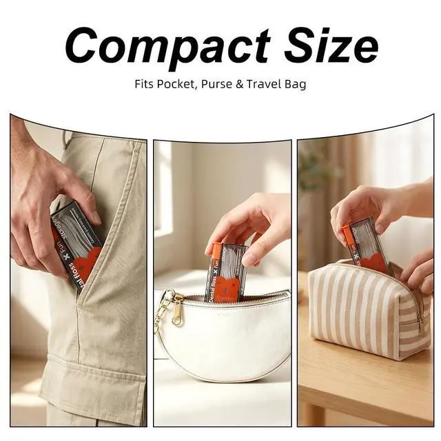 Alt view image 3 of 7 - Dental Floss Pick Dispenser for Aduts,2PCS Orange Travel Portable Floss Sticks Case with 20 Count Disposabe Flosser,Pop-up Dating Hotels Toothpick Holder Box Kit for Teeth Clean