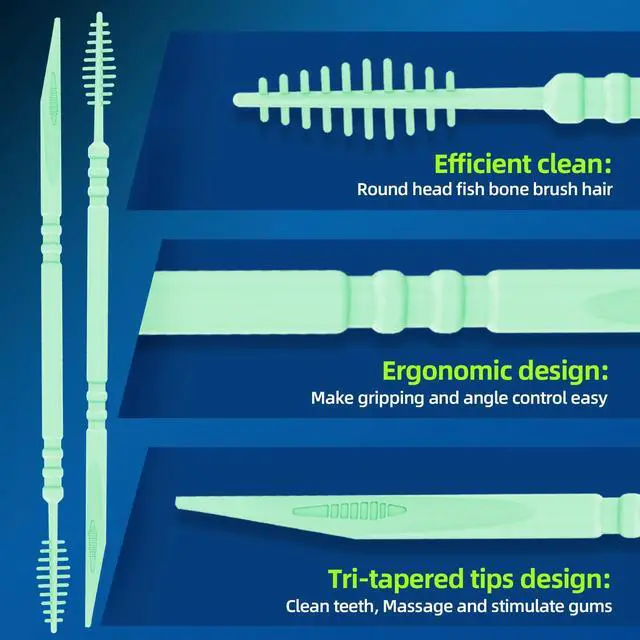 Alt view image 3 of 7 - Interdental Plastic Toothpicks,Total 600CT(5 Packs),Unflavored,Green | Disposable Oral Pick,Food-Grade Interdental Brush with Portable Case for Travel & Home