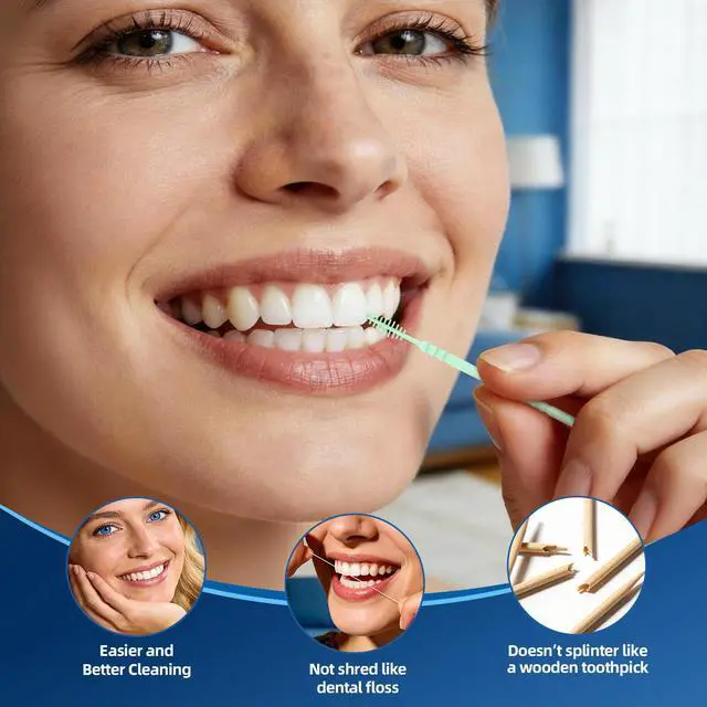 Alt view image 5 of 7 - Interdental Plastic Toothpicks,Total 600CT(5 Packs),Unflavored,Green | Disposable Oral Pick,Food-Grade Interdental Brush with Portable Case for Travel & Home