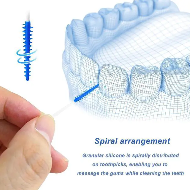 Alt view image 2 of 6 - 200 Pcs Portable Soft Silicone Interdental Floss Picks for Family Oral Care, Dual - Ended Toothpick & Flosser Cleaning ToolBlue