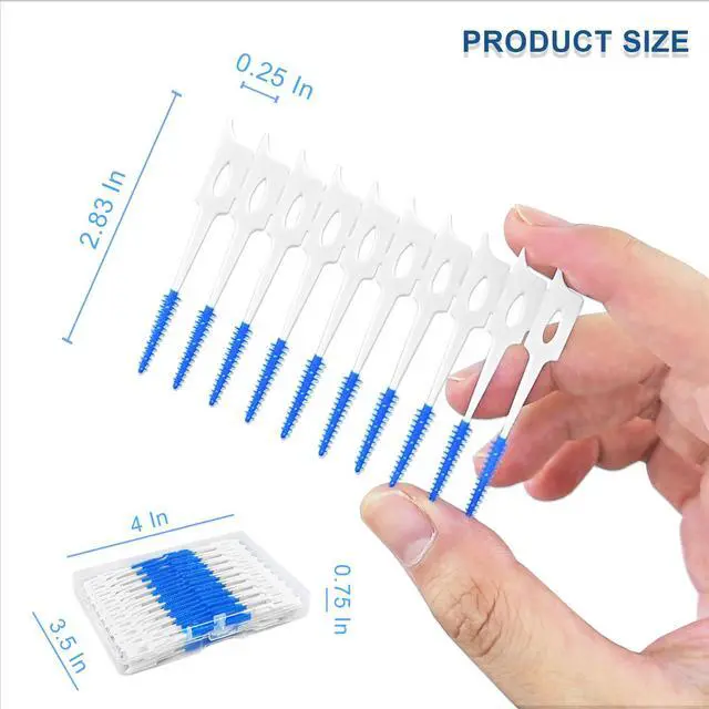 Alt view image 3 of 6 - 200 Pcs Portable Soft Silicone Interdental Floss Picks for Family Oral Care, Dual - Ended Toothpick & Flosser Cleaning ToolBlue