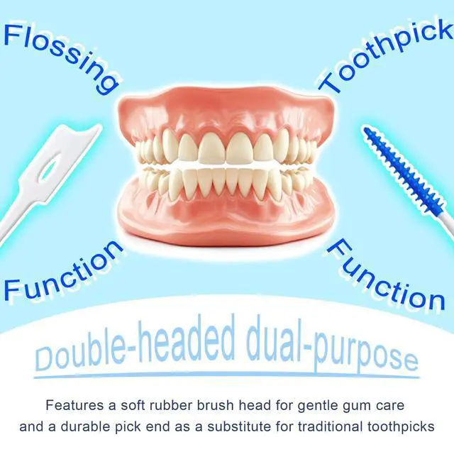 Alt view image 5 of 6 - 200 Pcs Portable Soft Silicone Interdental Floss Picks for Family Oral Care, Dual - Ended Toothpick & Flosser Cleaning ToolBlue
