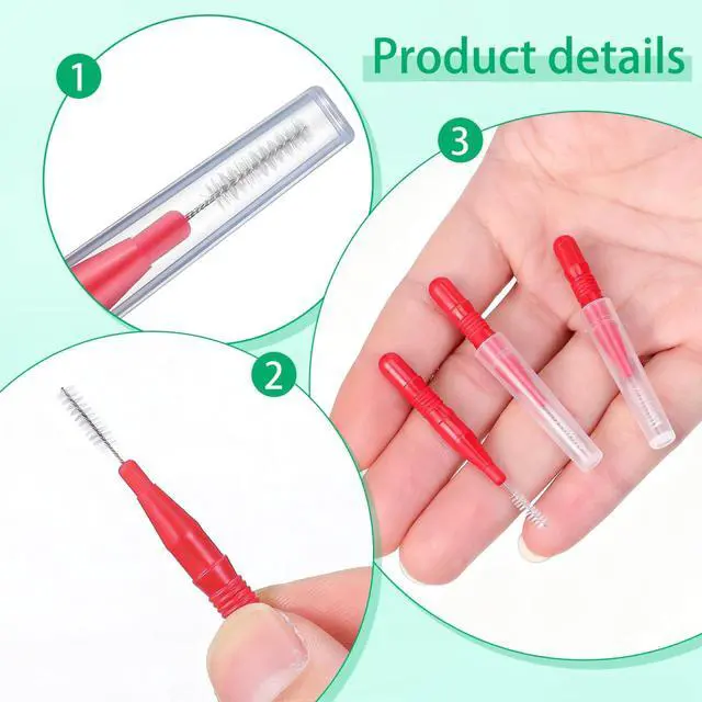 Alt view image 6 of 7 - 50 Pcs Care Tool Interdental Tooth Floss: Plastic Tooth Floss Toothpick 2.5mm, Dental Head for Daily Oral Hygiene, Teeth Cleaning Tool & Oral Care Accessories for Home & Travel, Red