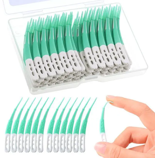 Main image of Portable Interdental Brushes Between Teeth-96 Count, | Soft Dental Floss Picks for Teeth Cleaning Toothpick Teeth Cleaning Tools for Braces with Boxed Travel Case(Green)