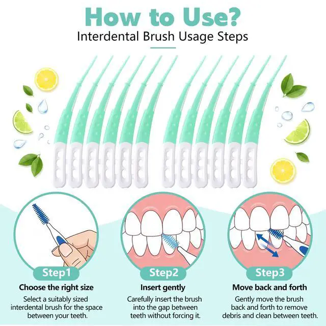 Alt view image 4 of 7 - Portable Interdental Brushes Between Teeth-96 Count, | Soft Dental Floss Picks for Teeth Cleaning Toothpick Teeth Cleaning Tools for Braces with Boxed Travel Case(Green)