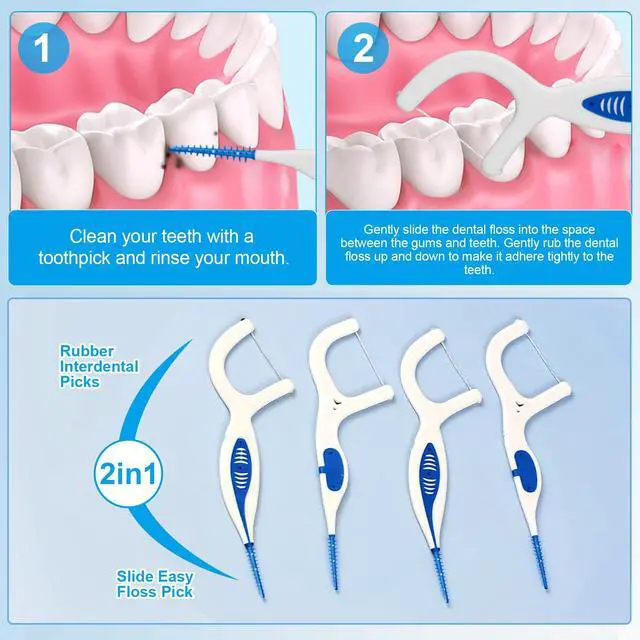 Alt view image 3 of 7 - 50PCS Dental Floss Picks for Adults with Brush Picks, Mint Flavor, 2-in-1 Interdental Brushes Toothpick for Deep Cleaning, Travel Cases Tooth Picks Flossers for Teeth, Easy Grip