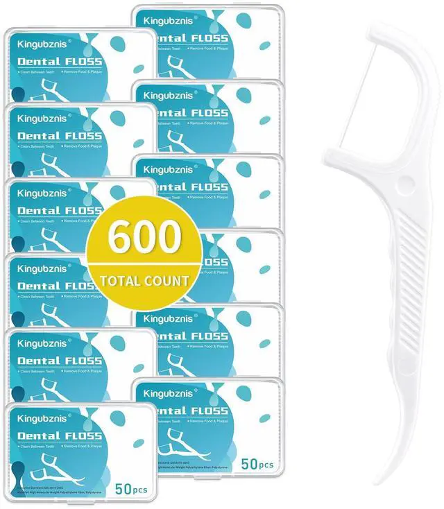 Main image of 600 Count Dental Floss Picks Non-Slip Grip Handle,Non-Breakable Tooth Picks Flossers Includes 12 Portable Cases,Family Restaurant Bulk Pack