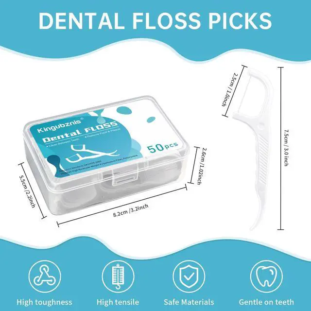 Alt view image 2 of 7 - 600 Count Dental Floss Picks Non-Slip Grip Handle,Non-Breakable Tooth Picks Flossers Includes 12 Portable Cases,Family Restaurant Bulk Pack