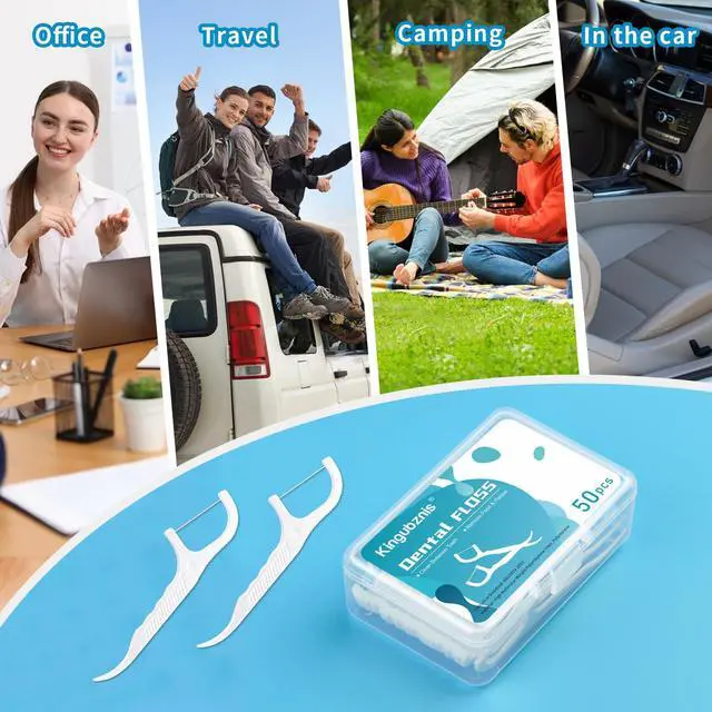 Alt view image 7 of 7 - 600 Count Dental Floss Picks Non-Slip Grip Handle,Non-Breakable Tooth Picks Flossers Includes 12 Portable Cases,Family Restaurant Bulk Pack
