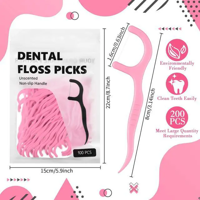 Alt view image 2 of 6 - Tooth Picks Flossers Dental Floss Picks for Adult,Pink | Non Breakable Floss Picks Bulk, Unflavored Toothpicks for Family Daily Use, Travel Flosser Picks, Easy Grip Handle Design
